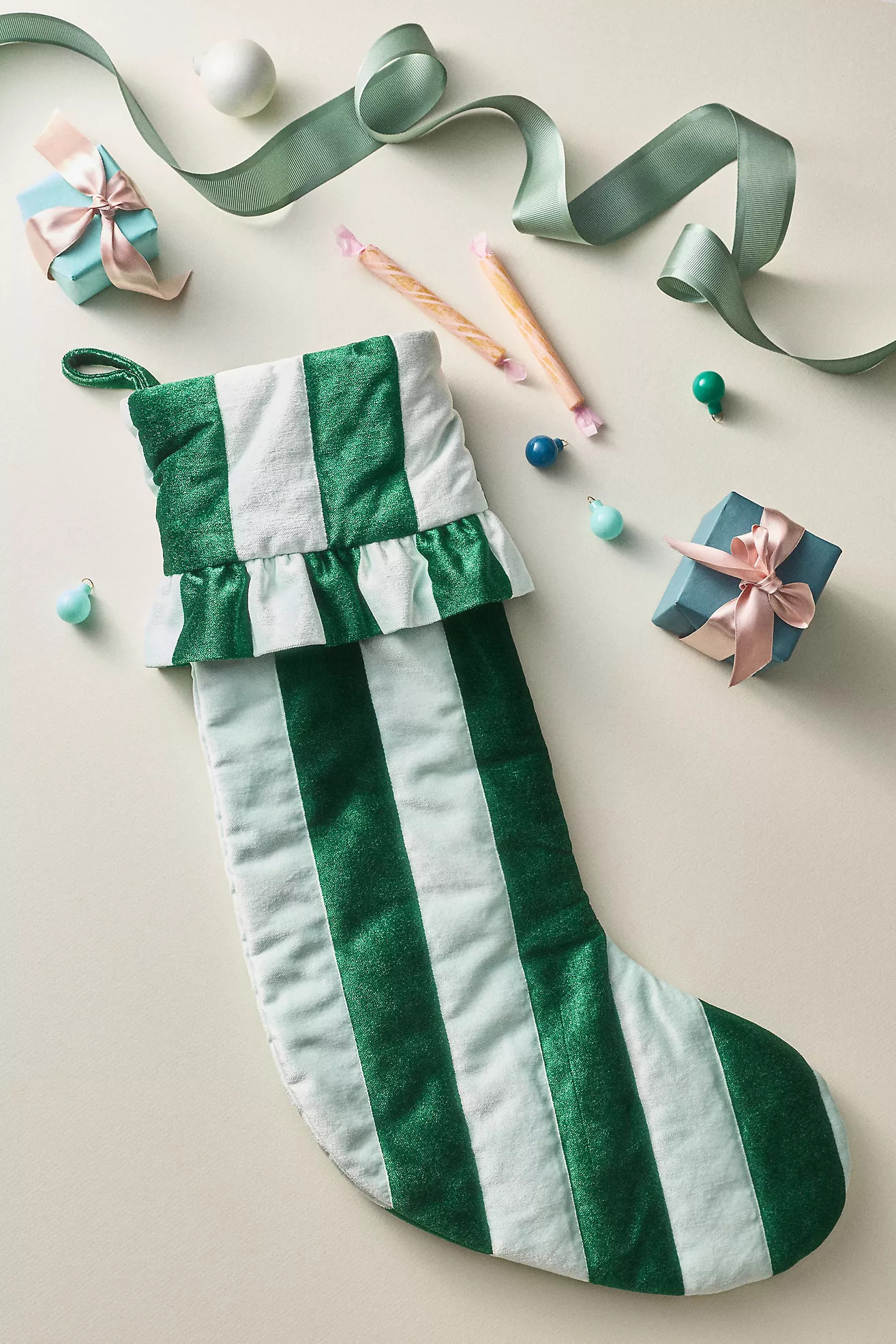Ruffled Stripe Stocking | Anthropologie (US)
