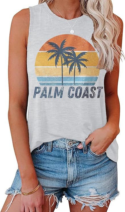 Hount Womens Casual Loose Graphic Comfy Tank Tops Summer Basic T-Shirts Sleeveless Shirts Tunic T... | Amazon (US)