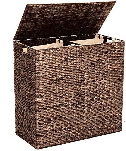 Best Choice Products Rustic Extra Large Natural Woven Water Hyacinth Double Laundry Hamper Storage B | Amazon (US)