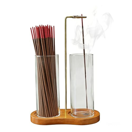Incense Holder, 2-in-1 Wooden Incense Holder for Sticks with Glass Ash Catcher, Anti-ash Incense Burner for Meditation Yoga Spa Room Decor | Amazon (US)