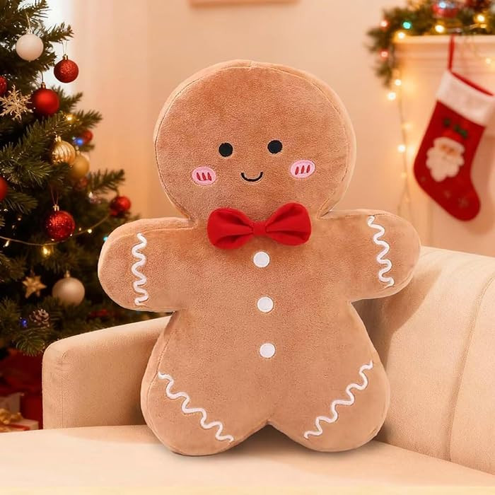 Gingerbread Plush Pillow Gingerbread Man Pillow Cute Plush Decor Cushion 13.8in Brown | Amazon (US)