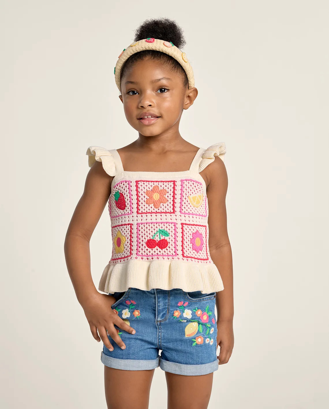 Girls Sleeveless Crochet Applique Fruit Peplum Tank Top - Amalfi Coast - WHITE | Gymboree | Gymboree