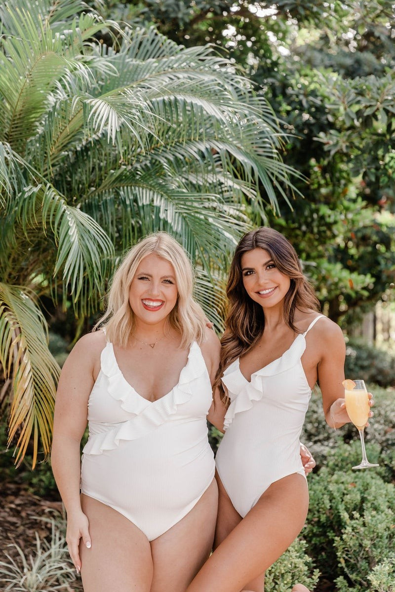 Fill Your Time White Textured Swimsuit | The Pink Lily Boutique