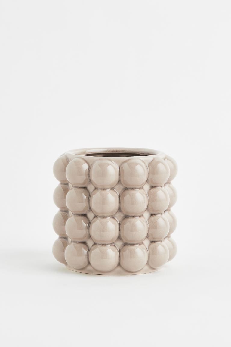 Small Plant Pot with Bubbles - Taupe - Home All | H&M US | H&M (US + CA)