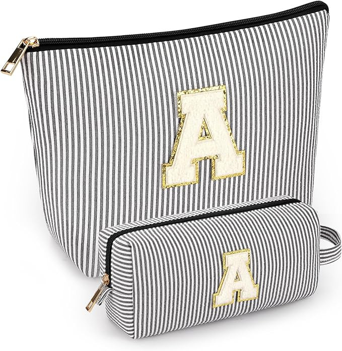 2 PCS Initial Makeup Bags for Women: Cosmetic Bag for Travel Toiletry - Birthday Gifts for 11 12 ... | Amazon (US)