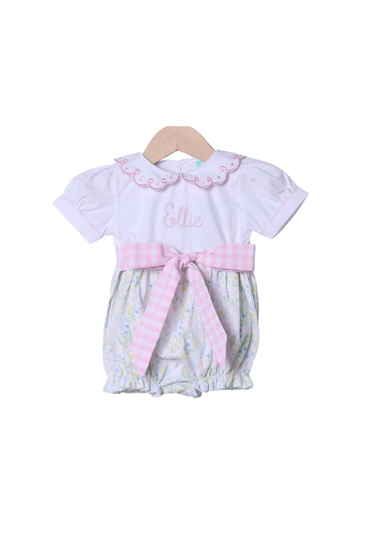 Sweet Bunny Floral Bow Bubble | The Smocked Flamingo