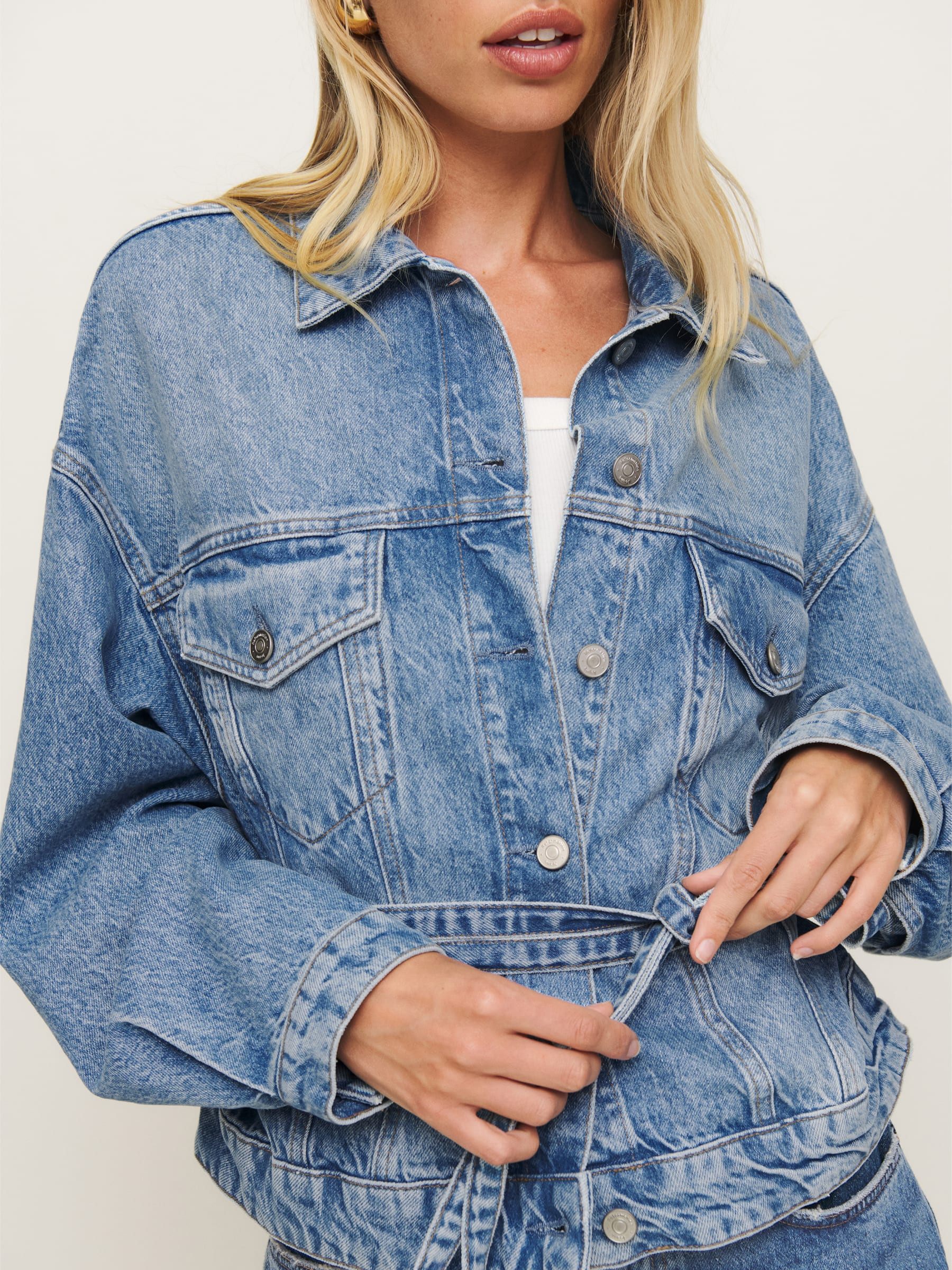 Luna Belted Denim Jacket | Reformation (Global)