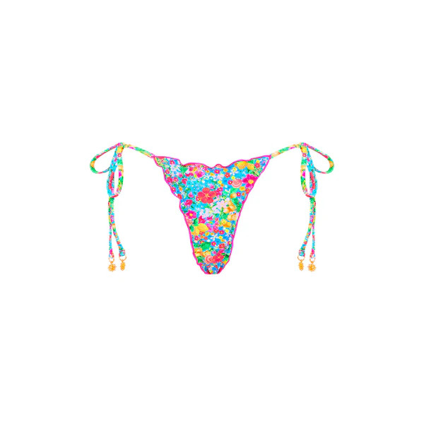 Lettuce Edge Thong Tie Bikini Bottom - Mermaid Garden | Kulani Kinis US