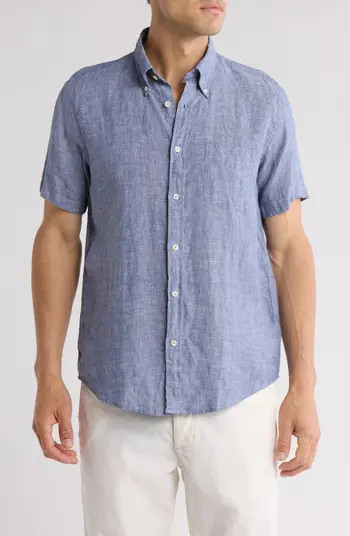 Brooks Brothers Sport Fit Linen Short Sleeve Button-Down Shirt | Nordstromrack | Nordstrom Rack
