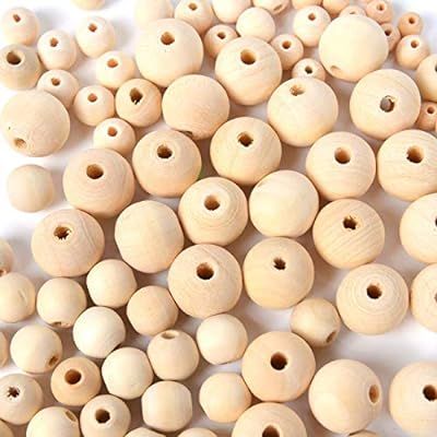 Amazon.com: 700pcs Natural Wooden Beads for Crafts Loose Solid Wooden Spacer Beads Assorted Round... | Amazon (US)