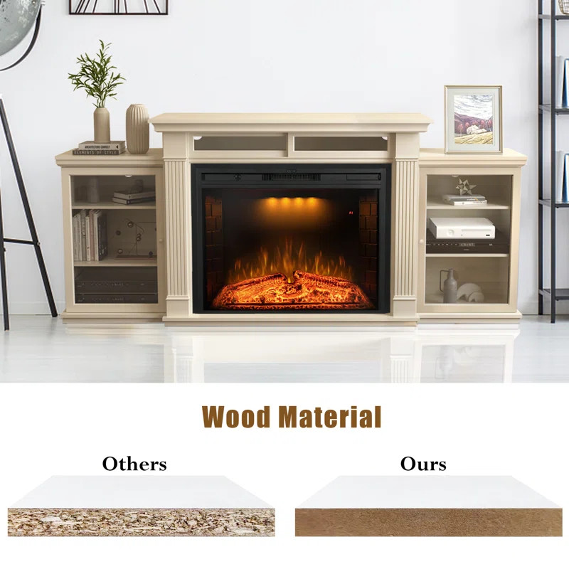 84" Wood TV Stand With Electric Firepalce | Wayfair North America