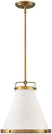 Hinkley Lark Collection One Light Small Pendant, Lacquered Brass w/Off-White Textured Shade | Amazon (US)