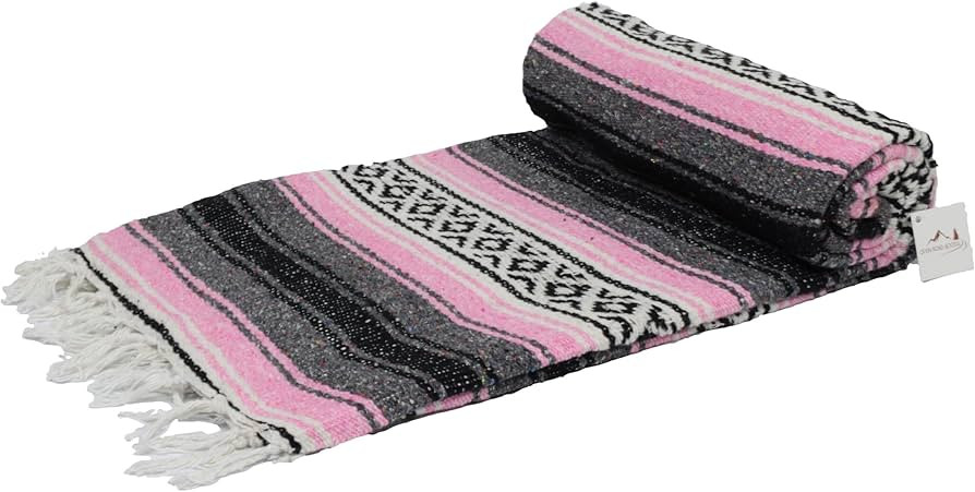 Pink Mexican Blanket - Authentic Serape Falsa Blanket - Handmade | Amazon (US)