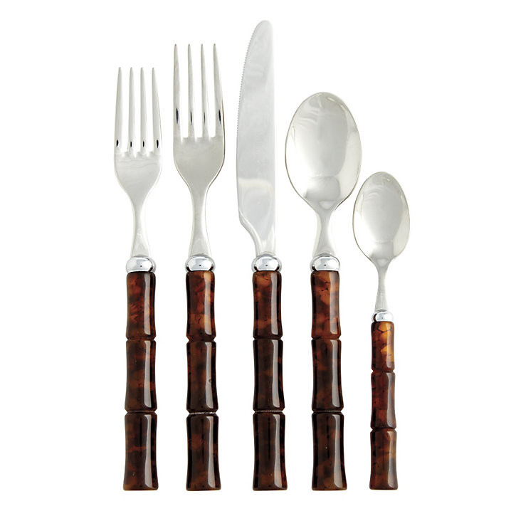 BW Bamboo Tortoise Flatware Set Acrylic & Stainless Steel Dishwasher Safe | Ballard Designs, Inc.