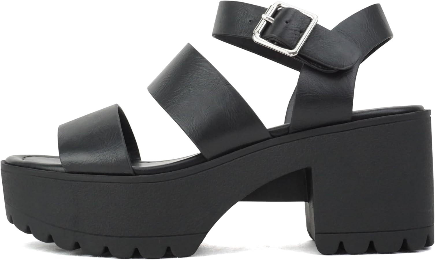 Soda ACCOUNT ~ Women Open Toe Two Bands Lug sole Fashion Block Heel Sandals with Adjustable Ankle... | Amazon (US)