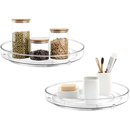 Empaxum 2 Pack Lazy Susan Cabinet Organizer 9" Clear Plastic Turntable Organizer Rotating Spice Rack | Amazon (US)