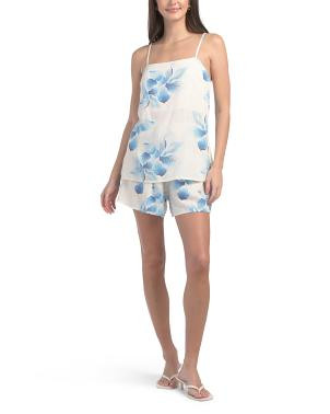 2pc Linen Blend Oversized Floral Top And Shorts Set | TJ Maxx