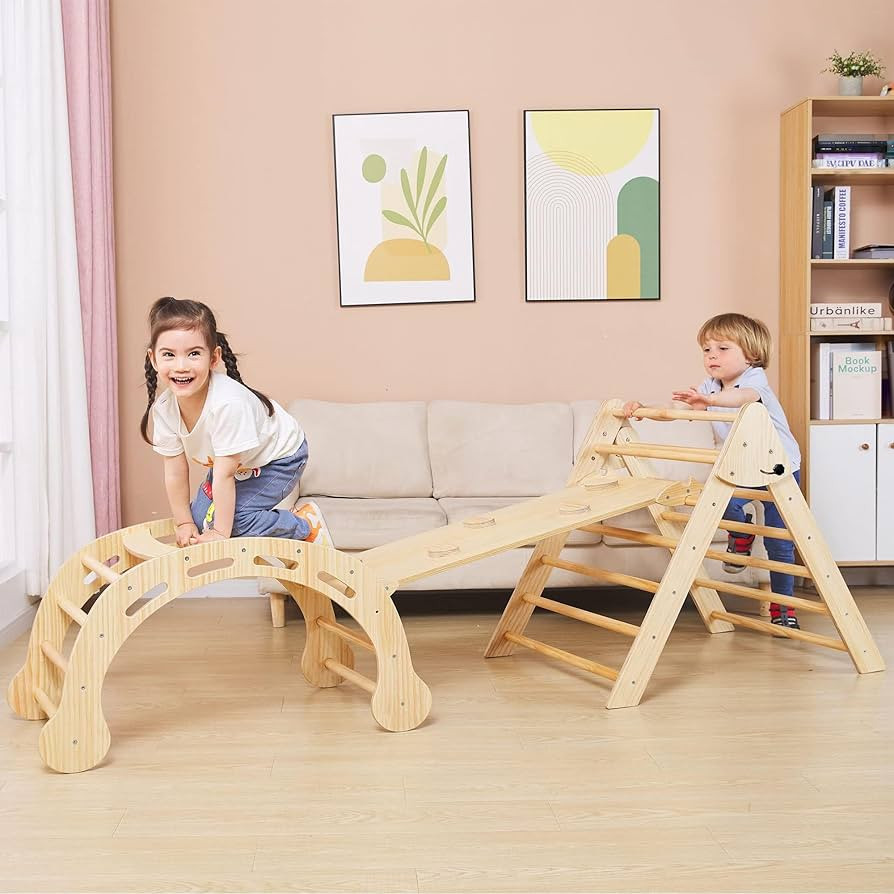 Large 8 in 1 Pikler Triangle Set, Montessori Climbing Toys for Toddlers 1-7 Years Kids Jungle Gym... | Amazon (US)