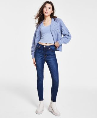 Hippie Rose Juniors Cardigan Mineral Wash Tank Top Celebrity Pink Skinny Jeans | Macy's