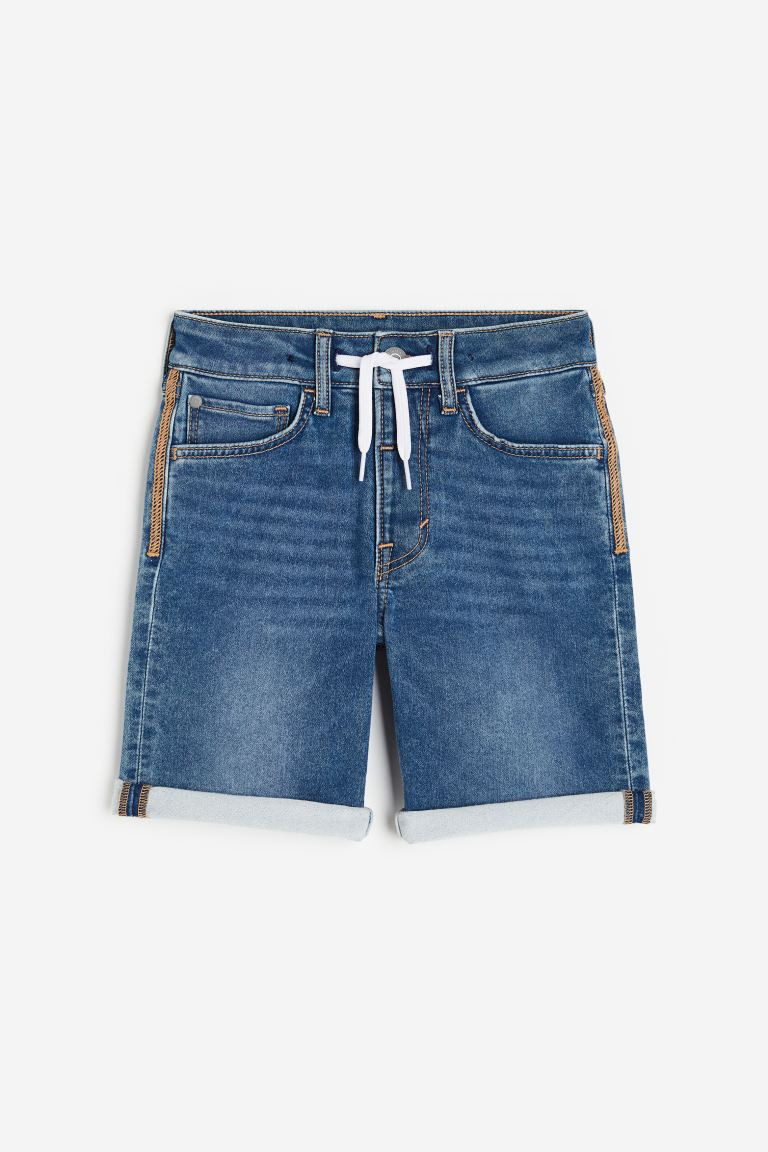 Super Soft Slim Fit Shorts - Regular waist - Knee-length - Denim blue - Kids | H&M US | H&M (US + CA)