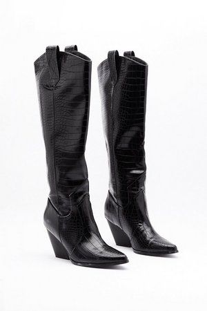 The Wild Western Faux Leather Croc Boots | NastyGal (US & CA)