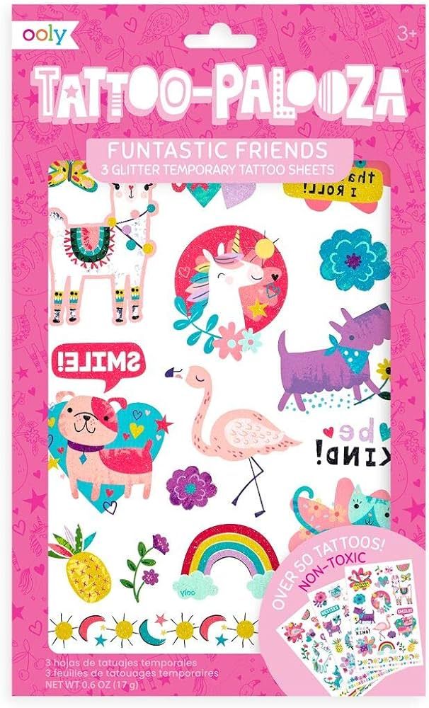 OOLY, Tattoo Palooza Skin-Friendly and Non-Toxic Temporary Tattoo for Kids - Funtastic Friends, 3... | Amazon (US)