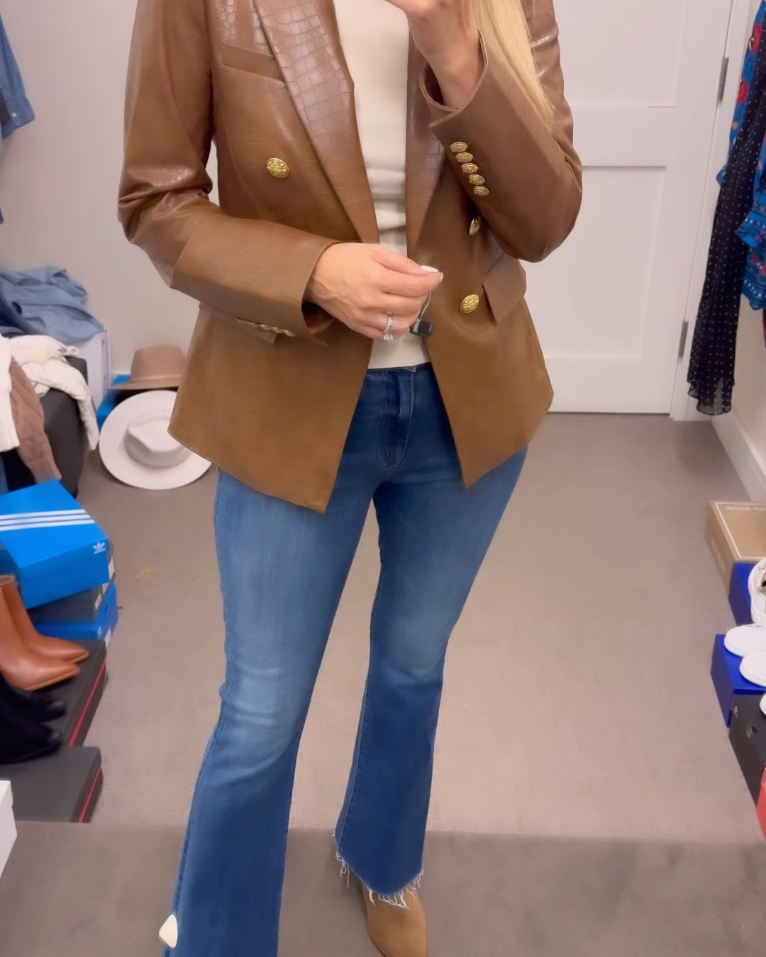 Love this chocolate brown laser. Full leather with crocodile print is so on for fall. This Nordstrom anniversary sale is a must. Wearing a size 6. High waist slight flare denim are so good.

#LTKFindsUnder100 #LTKxNSale #LTKSummerSales