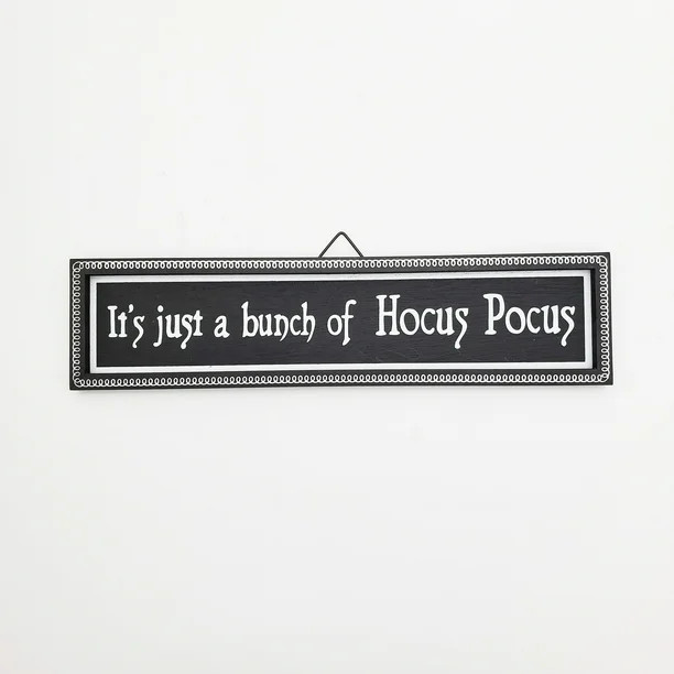Way to Celebrate Halloween Black MDF Hocus Pocus Wall Sign Decoration, 13"L - Walmart.com | Walmart (US)