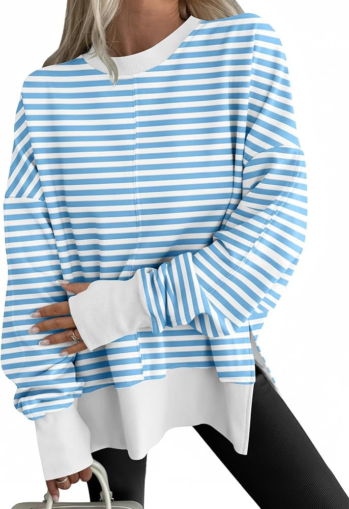 ANRABESS Women Oversized Sweatshirts Thumbhole Long Sleeve Hoodies Shirts 2025 Fall Side Slit Pul... | Amazon (US)