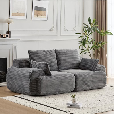 Modular 2 Seater Corduroy Sofa in a Box – Deep Comfortable Sectional Couch for Living Room Gray-3irtyhousy | Target