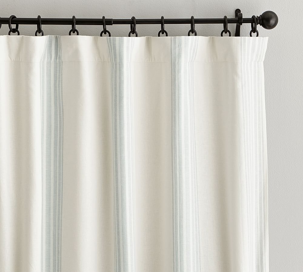 Riviera Striped Linen/Cotton Curtain | Pottery Barn (US)