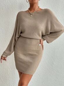 SHEIN Batwing Sleeve Sweater Dress
   SKU: sw2205094747272473      
          (10 Reviews)
      ... | SHEIN