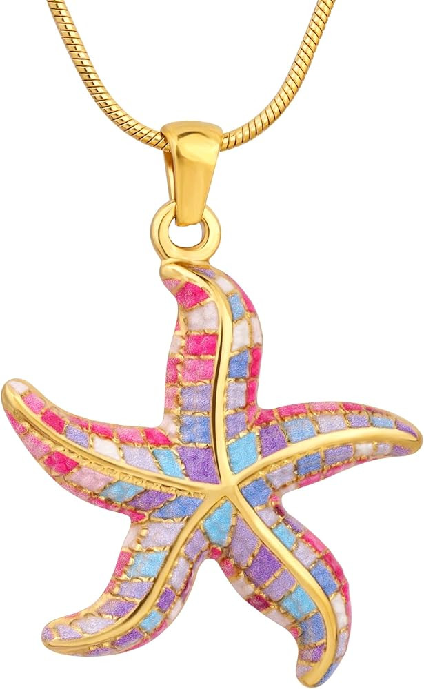 Ocean Dangle Necklace for Women-Hand-Painted Beach Necklace, Stainless Steel Tropical Jewelry wit... | Amazon (US)