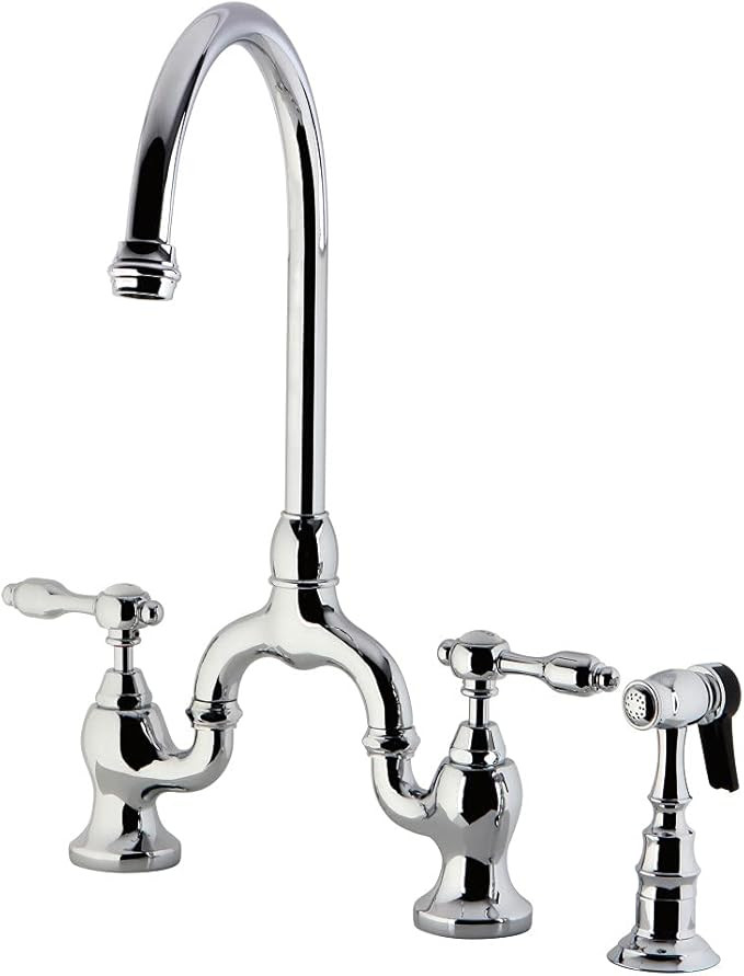Kingston Brass KS7791TALBS Tudor Bridge Kitchen Faucet, Polished Chrome | Amazon (US)