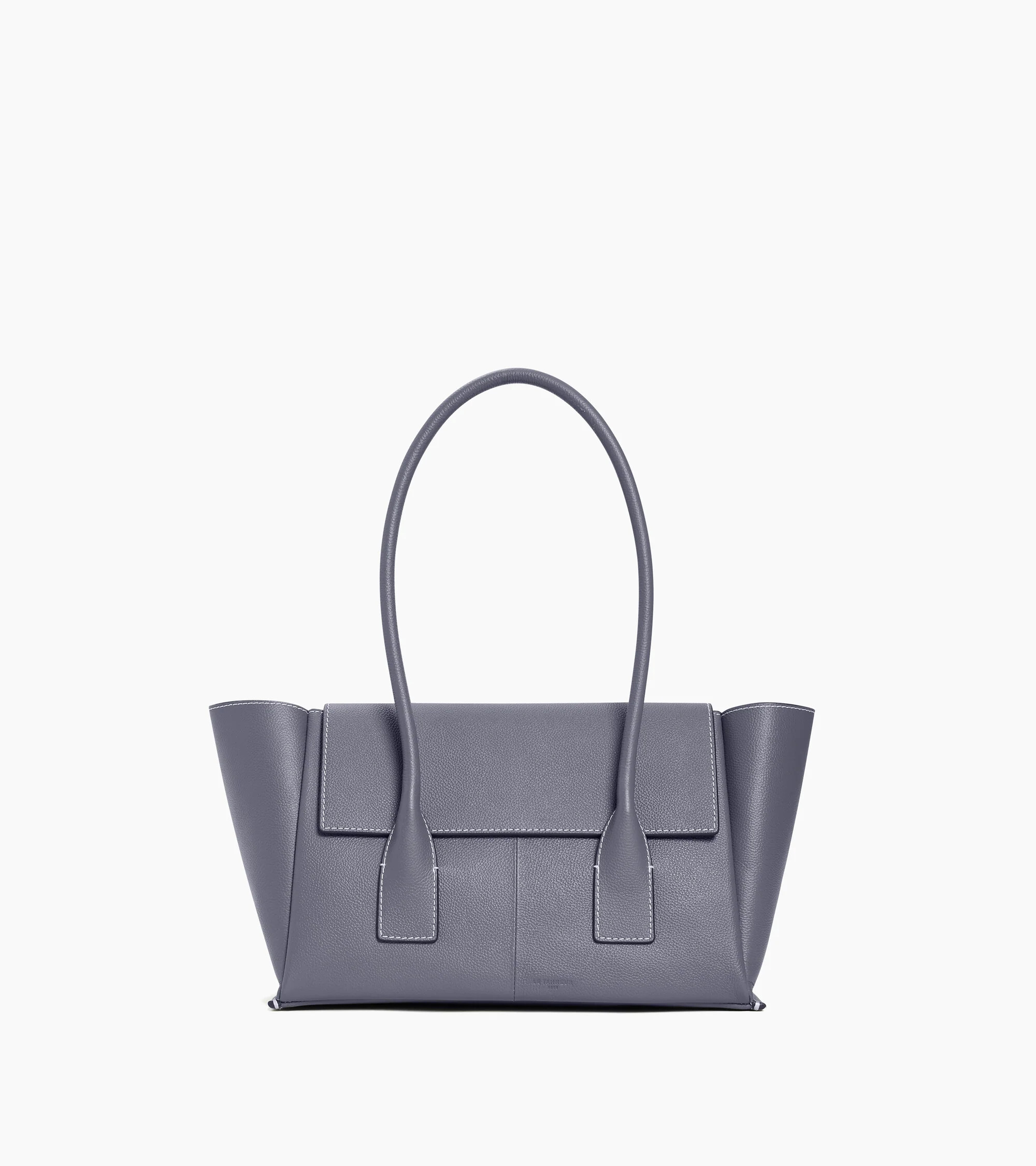 Elena medium tote bag with flap, in grained leather | Le Tanneur