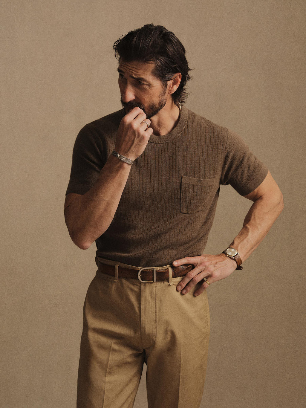 Vintage Brown Yuma Hemp Rib Knit Pocket Tee - Buck Mason- Modern American Classics | Buck Mason