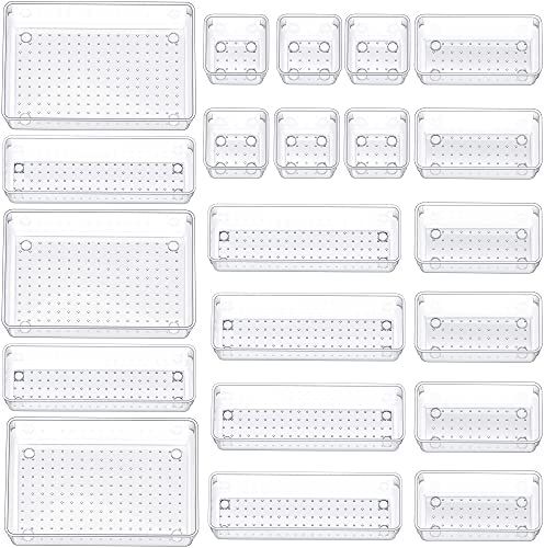 JARLINK 21 Pack Desk Drawer Organizer Trays with 4 Different Sizes, Versatile Clear Drawer Organi... | Amazon (US)