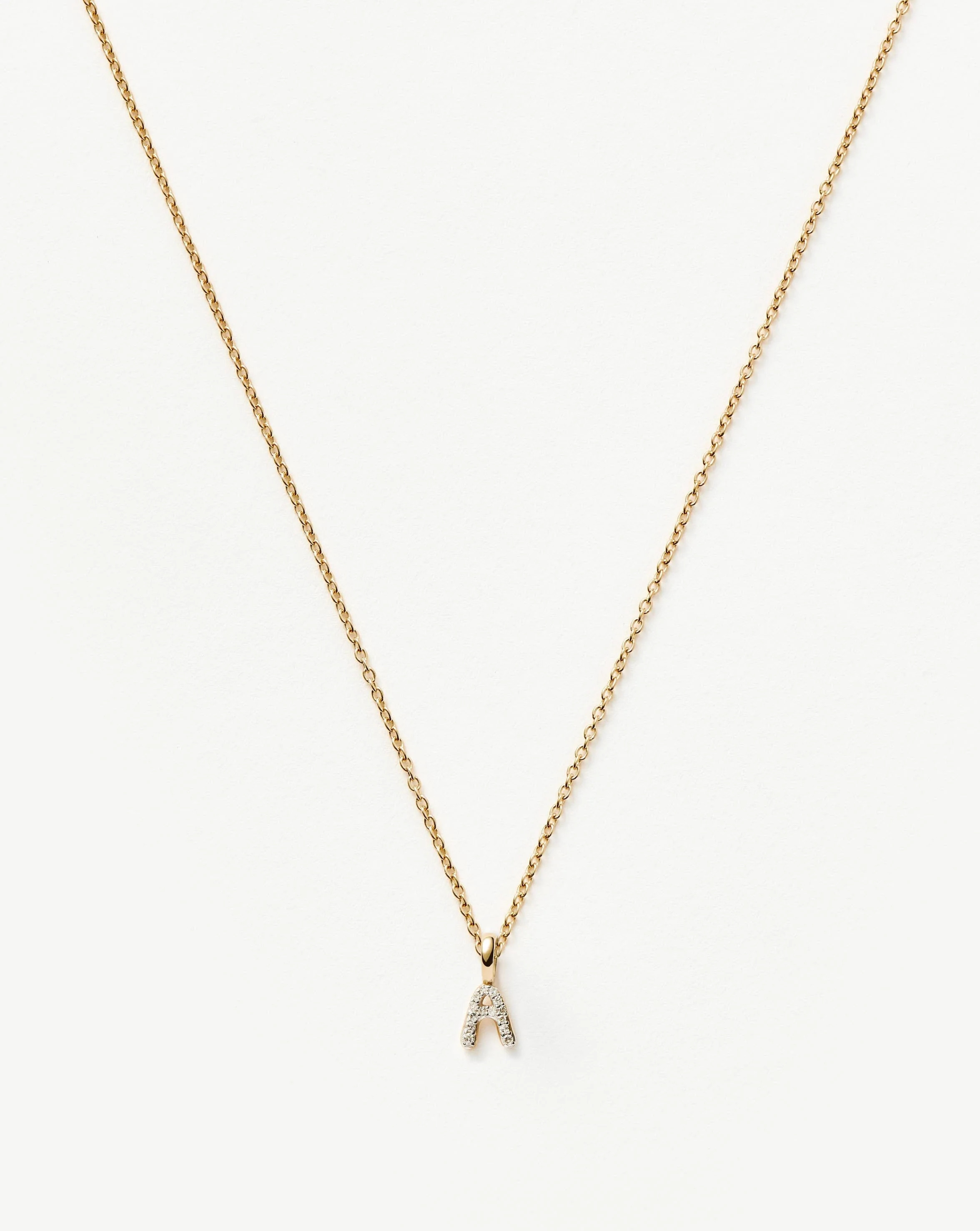 Fine Diamond Initial Mini Pendant Necklace - A | 14ct Solid Yellow Gold Plated/Diamond Necklace | Missoma UK