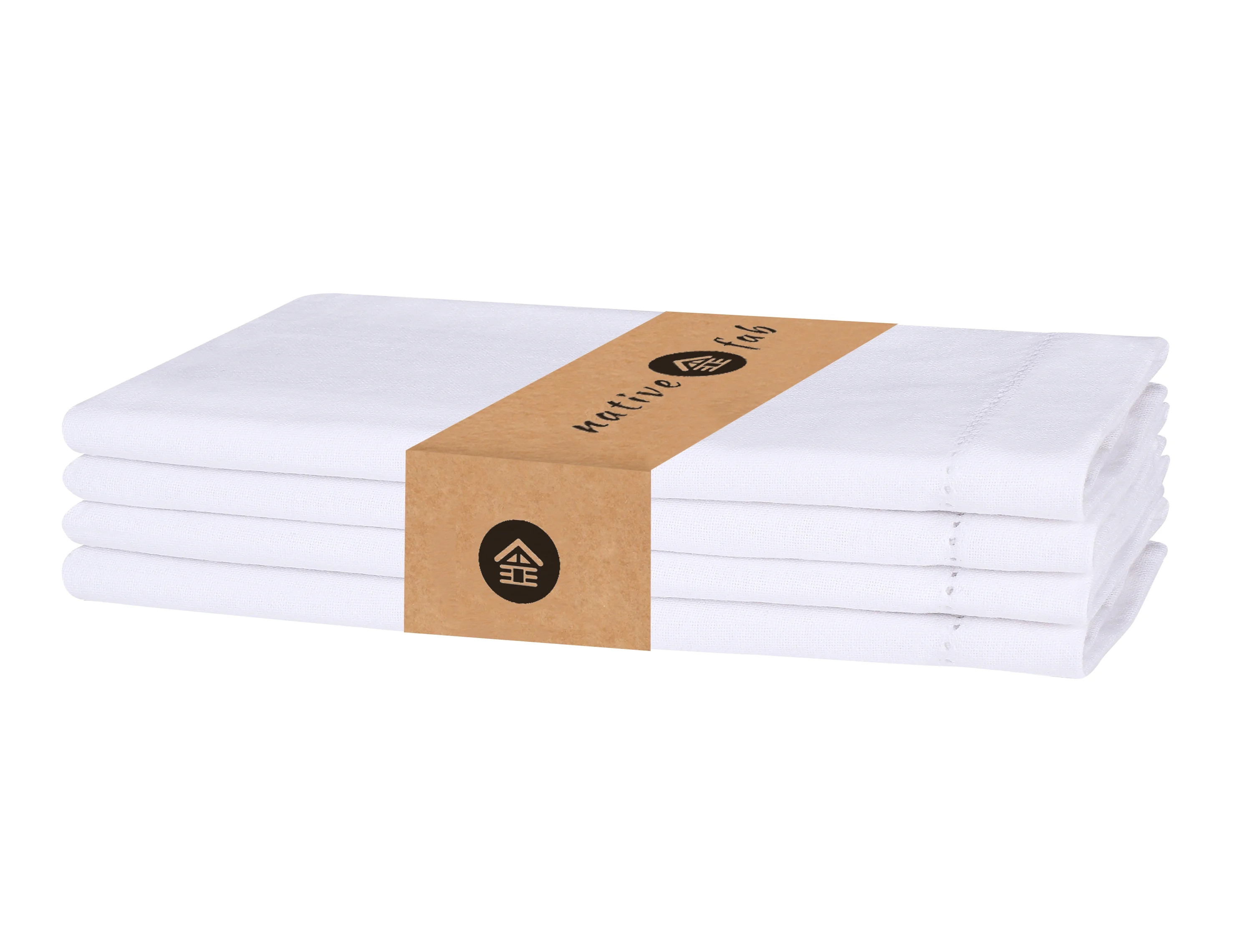 Native Fab 4 Pack Hemstitch Cloth Napkins 100% Cotton Wedding Party Table - 18"x18" - White - Wal... | Walmart (US)