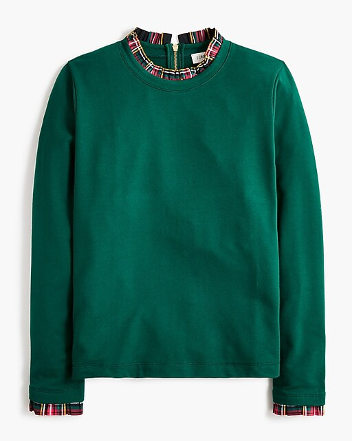Tartan ruffle-collar pullover | J.Crew Factory