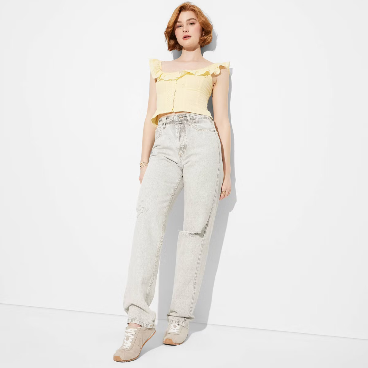 Women's High-Rise Straight Jeans - Wild Fable™ Light Gray Wash | Target