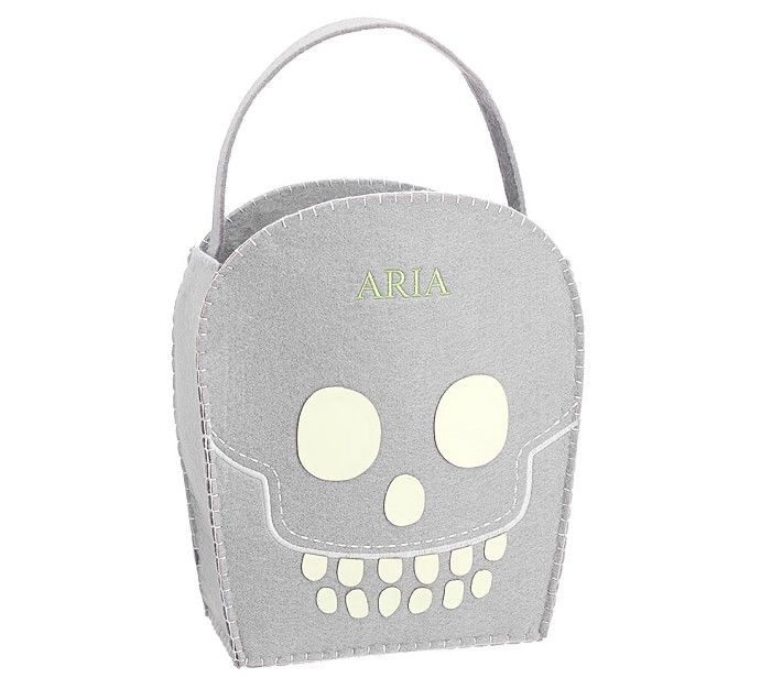 Glow-in-the-Dark Skull Felt Treat Bag | Pottery Barn Kids