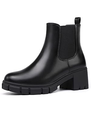 IDIFU IN2 Chelsea Boots Women Ankle Boots for Women Platform Low Chunky Block Heel Lug Sole Round... | Amazon (US)
