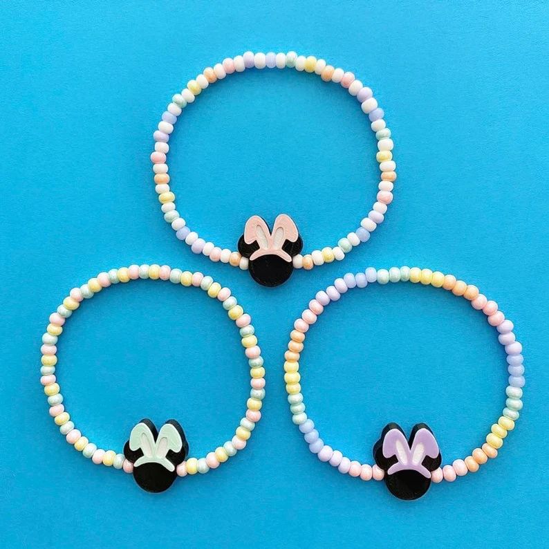 Easter Bunny Mickey Mouse Beaded Bracelets - Etsy | Etsy (US)