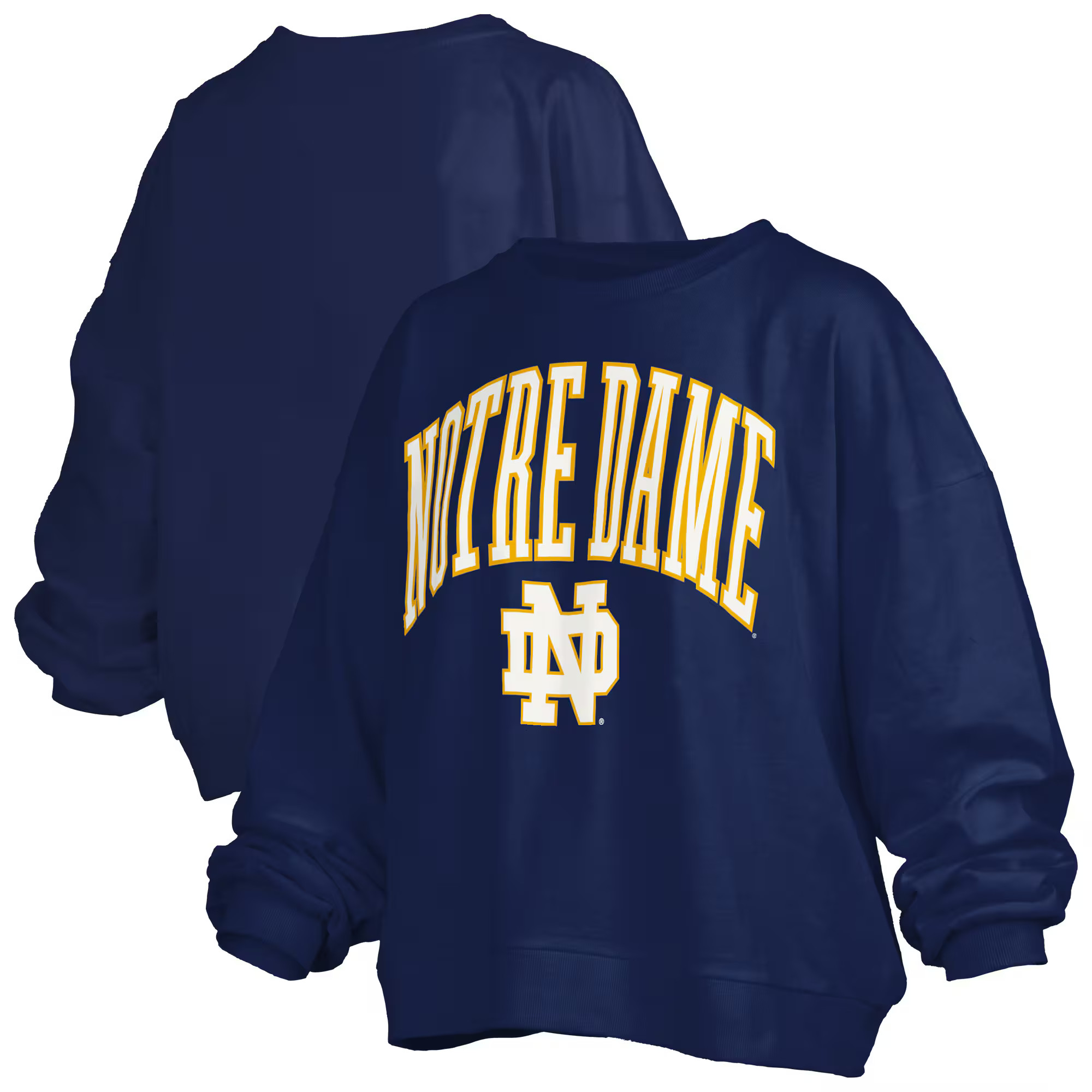 Notre Dame Fighting Irish Pressbox Women's Janise Arch Over Logo Waist Length Oversized Pullover ... | Fanatics