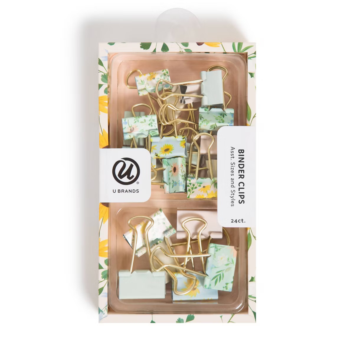 U Brands 24ct Binder Clips Vintage Sunflower: Steel Office Supplies, Small Multicolor Clips, Fast... | Target