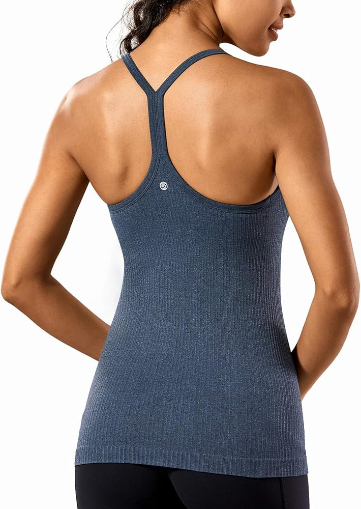 Seamless Workout Tank Tops for Women Racerback Athletic Camisole Sports Shirts with Built in Bra | Amazon (US)