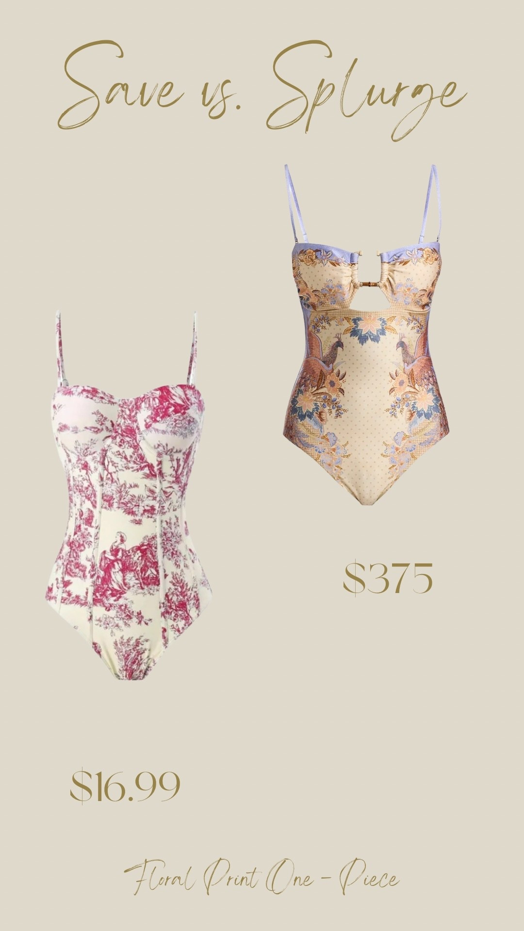 You can purchase this scarf floral One-Piece suit from Zimmermann for $375 orrrr this one from Walmart for $16.99.

#LTKSeasonal #LTKSwim #LTKootd