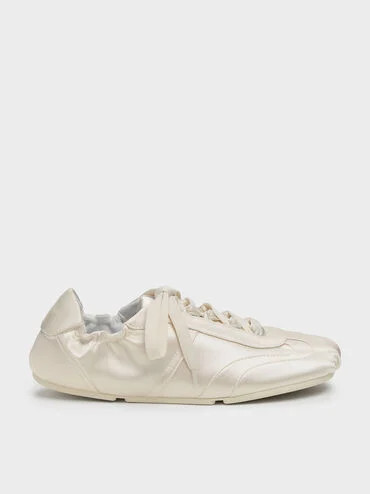 Cece Satin Ruched Sneakers
    
         - Chalk | Charles & Keith US