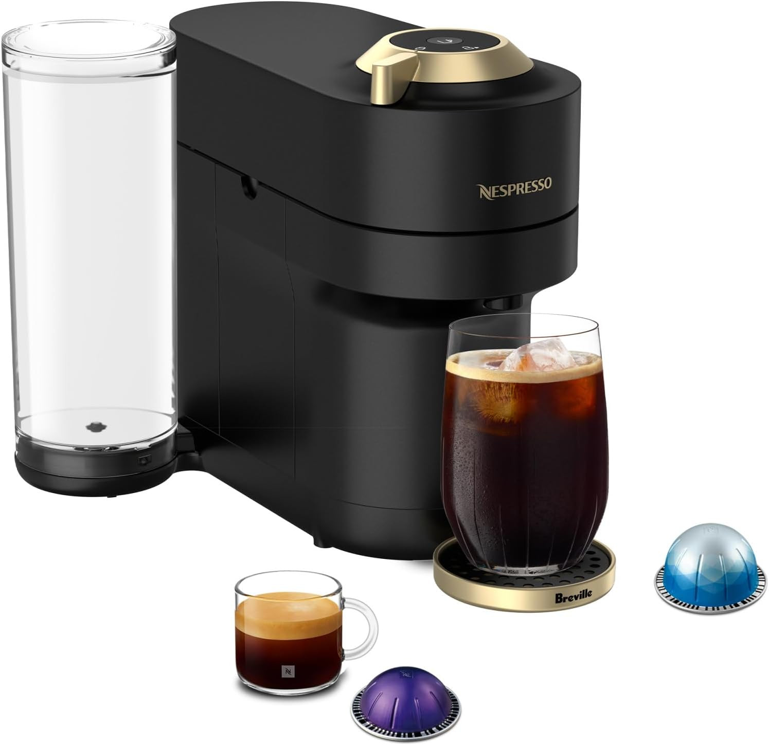 Nespresso Festive Vertuo Pop+ Coffee and Espresso Maker by Breville, Matte Black Gold | Amazon (US)
